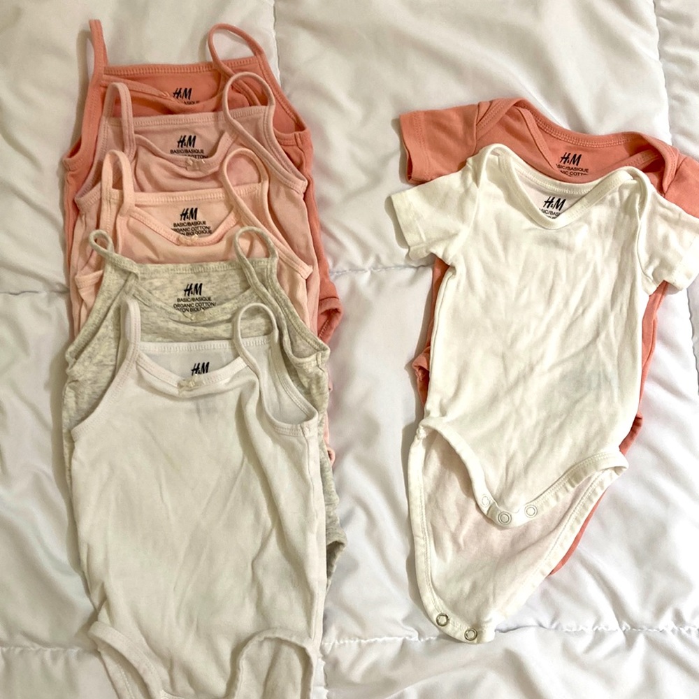 H&M onesies. Size newborn and 6 months